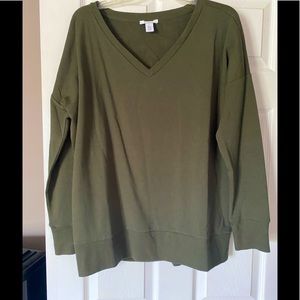 Women's Oversized Terry Cotton, V-NeckSweatshirt M